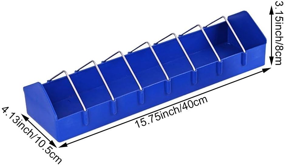 Bird Water Feeder Poultry Feeder 8 Spaces Blue Plastic Stackable Modern Style 10 Pieces