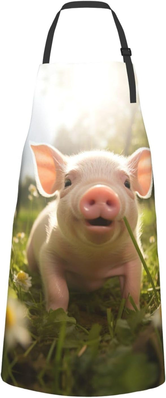piggy print Waterproof apron with pocket adjustable cooking apron for adult kitchen bibs to bake