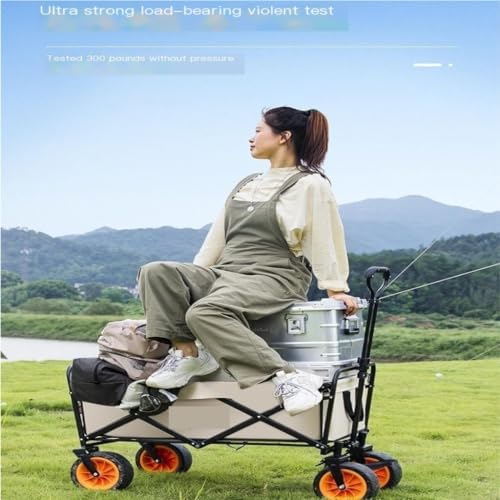 Portable Camping Cart,Outdoor Beach Trolley Cart for Camper Van Camping Foldable and Portable Black Vehicle Mounted Trolley