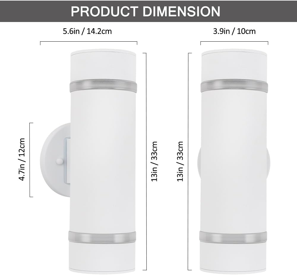 Cerdeco Stainless Steel Modern Porch Light Outdoor Wall Lighting Cylinder Wall Sconce Suitable for Garden & Patio,White Finished[ UL-Listed ]