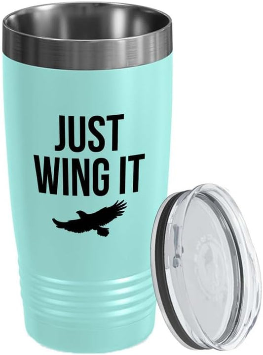 Birding Teal Edition Viking Tumbler 20oz - Just wing it - Bird Feeder 