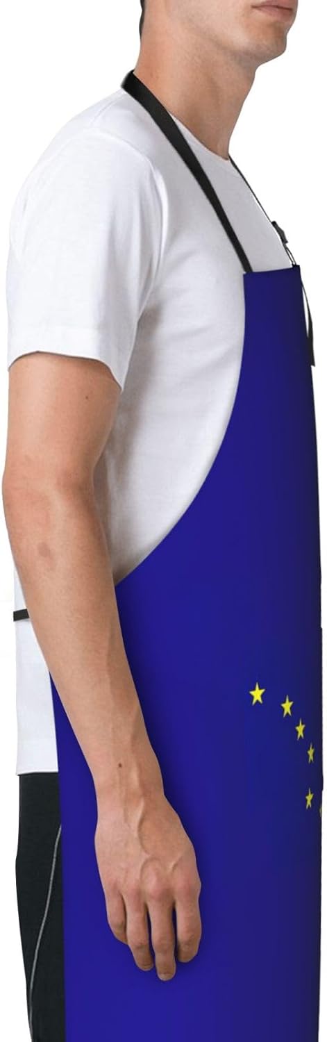 Alaska state flag print Waterproof apron with pocket adjustable cooking apron for adult kitchen bibs to bake