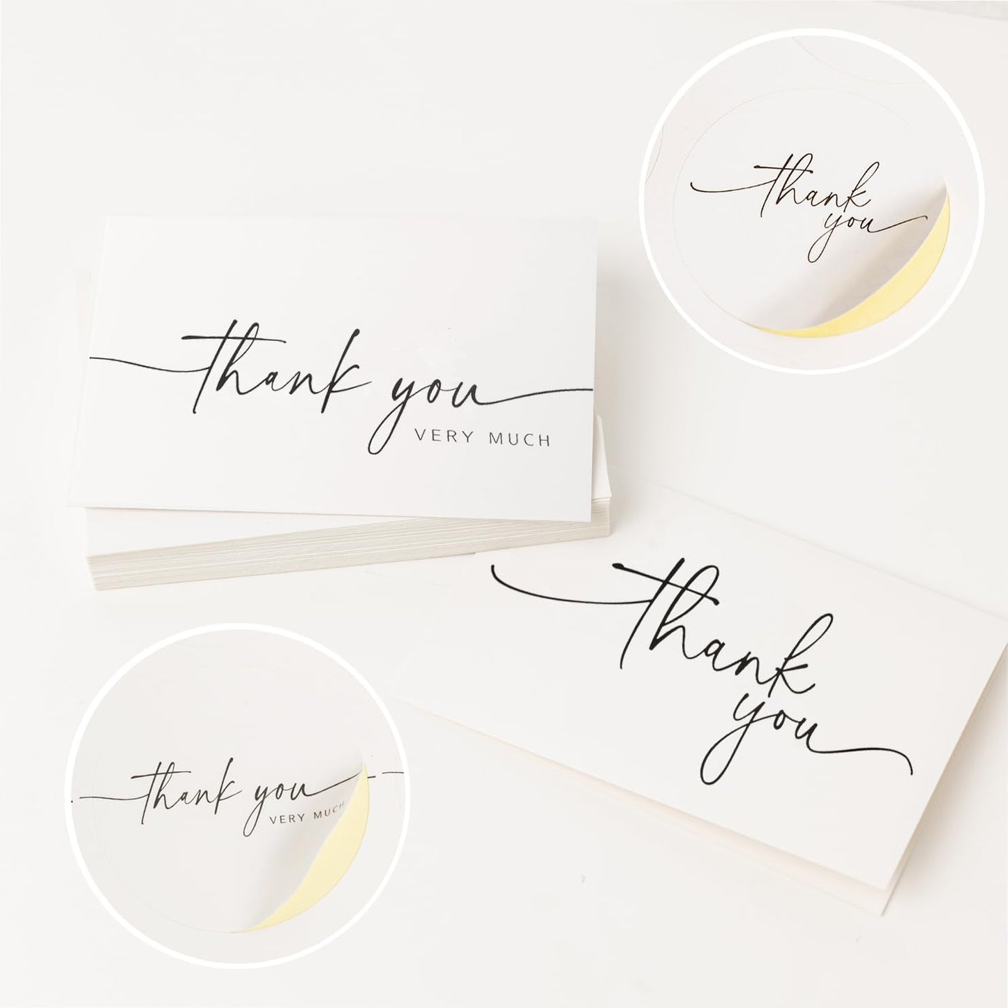 52-pack Thank You Cards Bulk with Kraft Envelopes & Matching Stickers, 3.5x5 Inches, Minimalist Design | Perfect for Business, Weddings, Baby & Bridal Showers, Graduations & Funerals.