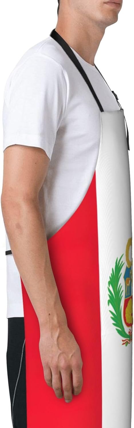 Flag of Peru print Waterproof chef's apron with pocket apron for kitchen cooking baking barbecue and gardening