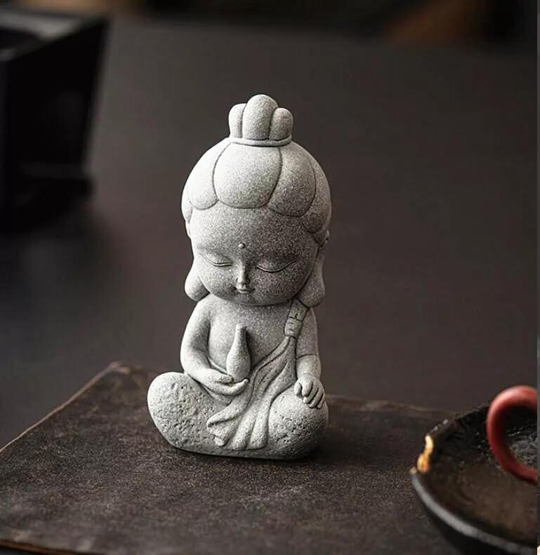 4.7" Sculpture Gifts GuanYin Ornament Simple Home Outdoor Statue Grave