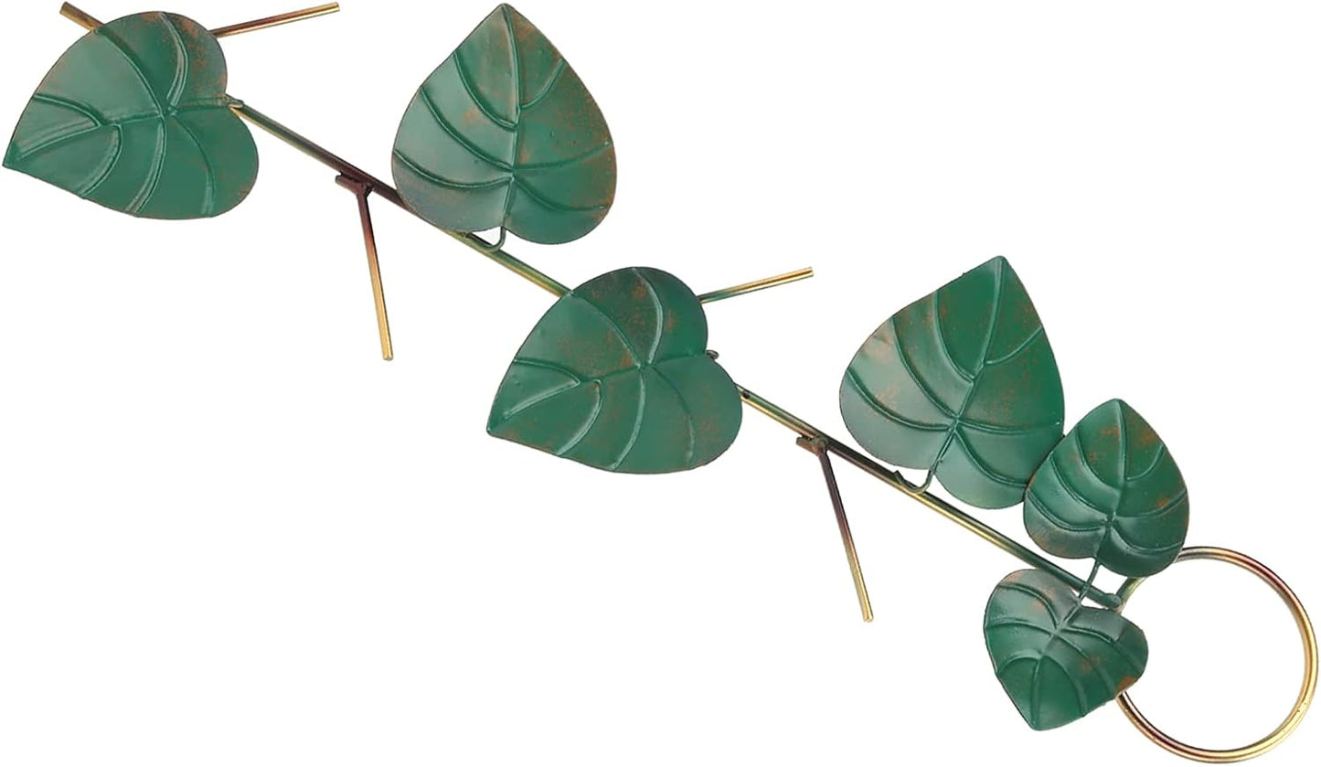 Pilipane Bird Feeder Metal Hummingbird Feeder Outdoor Hanging Type with Anti Coating for Garden Yard Decoration Green Leaves Design 45cm Length