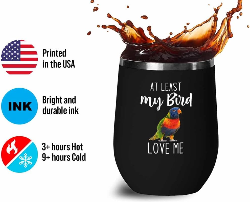 Bird Lover Black Edition Wine Tumbler 12oz - Bird loves me - Hummingbi