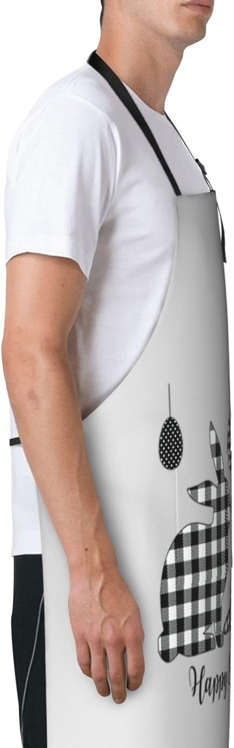 Happy Easter Print 28x33 In Adult Kitchen Apron with Pockets Versatile Chef Smock for Cooking Baking