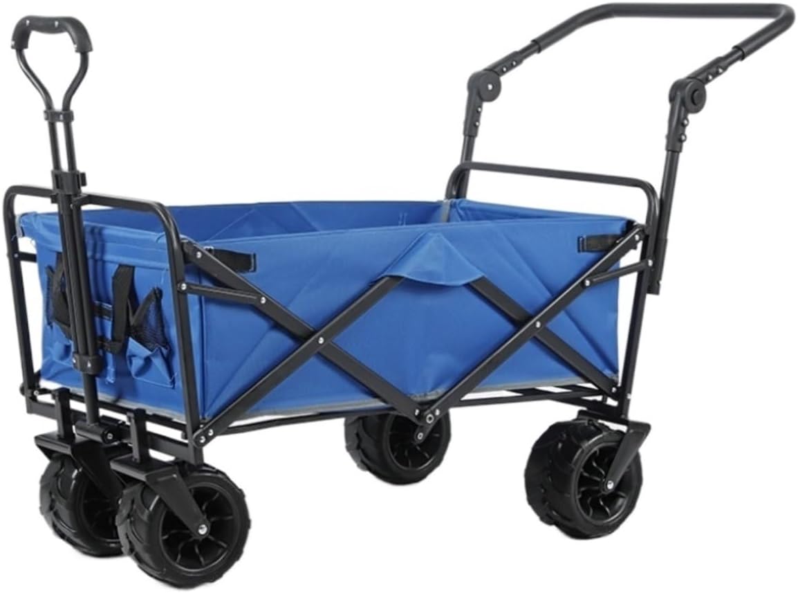 Folding Wagon Cart Beach Wagon Grocery Wagon Folding Utility Wagon Handcart Garden Utility Truck with Adjustable Handle Outdoor Pull Wagon for Beach Fishing Picnic Garden