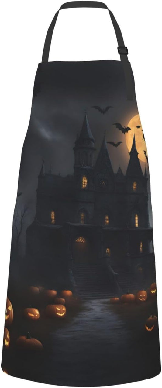 Halloween Goth print Waterproof chef's apron with pocket apron for kitchen cooking baking barbecue and gardening