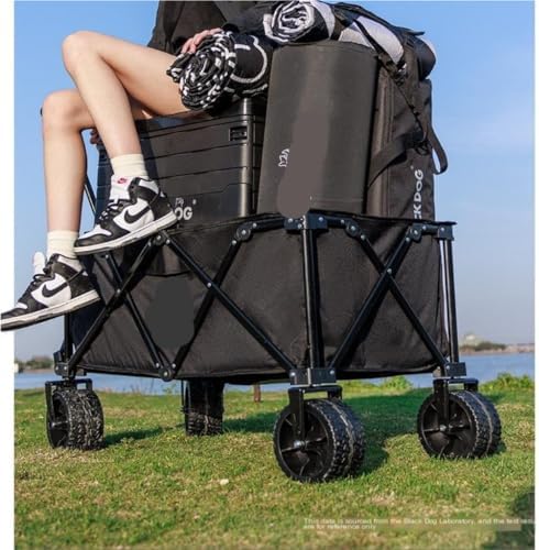 Portable Camping Cart,Outdoor Beach Camping Trolley Portable Folding Cart for Camper Small and Lightweight Outdoor Trolley for Easy Pushing and Transport (Blue)