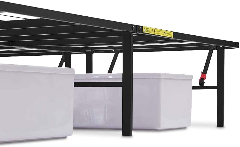 Amazon Basics Bed Frame with Storage, Foldable Metal Platform, Sturdy 