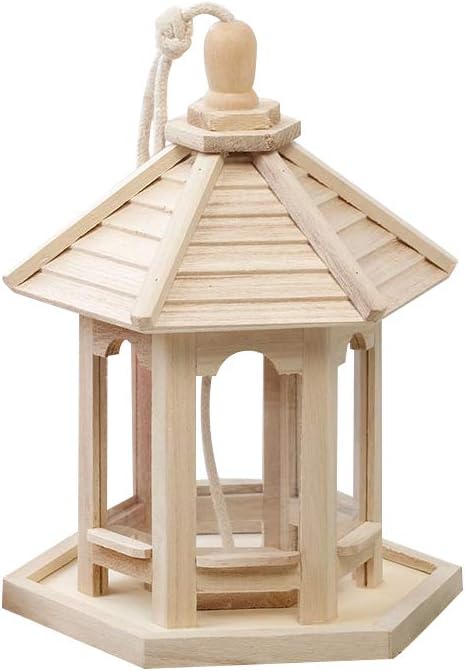 Wooden House Bird Feeder Hanging Feeding Station Hollow Bird Feeder (Assorted Color)