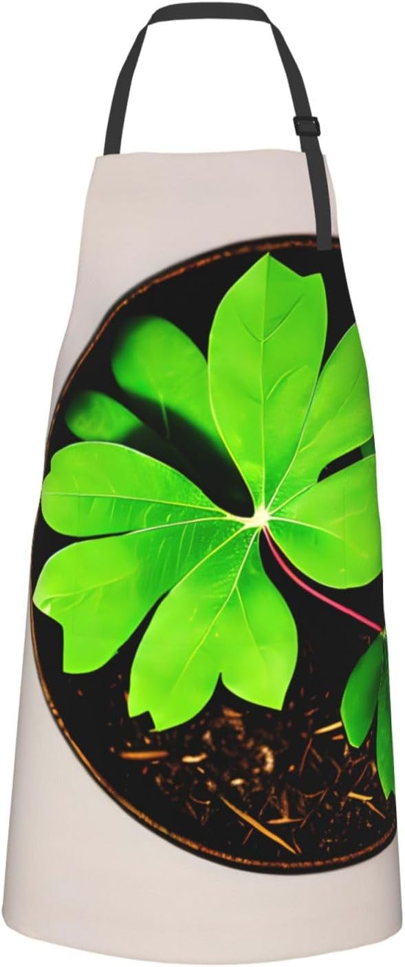 St Patricks Day Leaves print Waterproof chef's apron with pocket apron