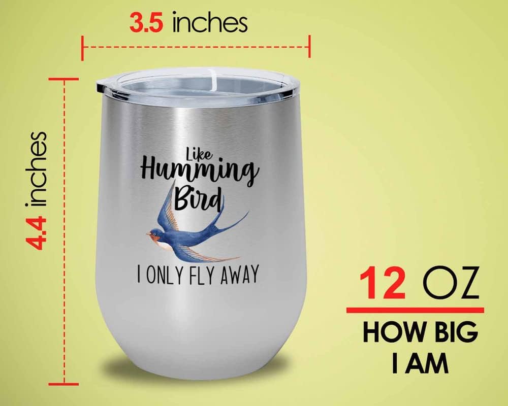 Bird Lover Silver Edition Wine Tumbler 12oz - Humming Bird Fly Away - 