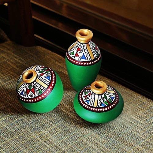 Western Eiderdown Presents Warli Handpainted Terracotta Miniature Pot 