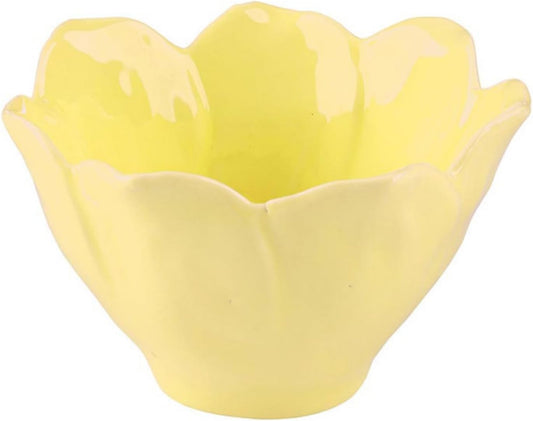 47th & Main Ceramic Tulip Planter Pot Bowl, 4" Diameter x 2.5" Tall, Lemon Yellow