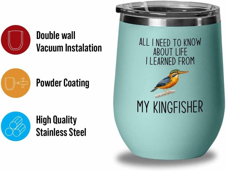 Bird Lover Teal Edition Wine Tumbler 12oz - Lfe my bird - Hummingbird Nest Cage Parrot Dad Gardening Outdoor Birdwatcher Feeder
