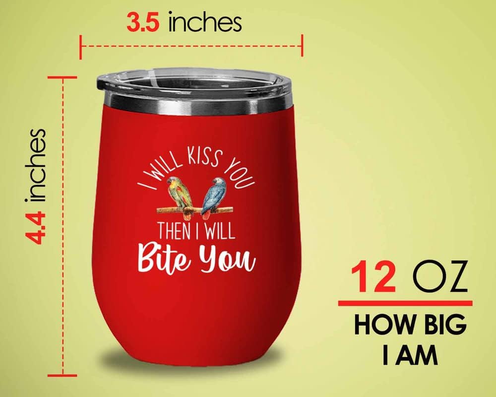 Bird Lover Red Edition Wine Tumbler 12oz - Kiss then bite you - Hummin
