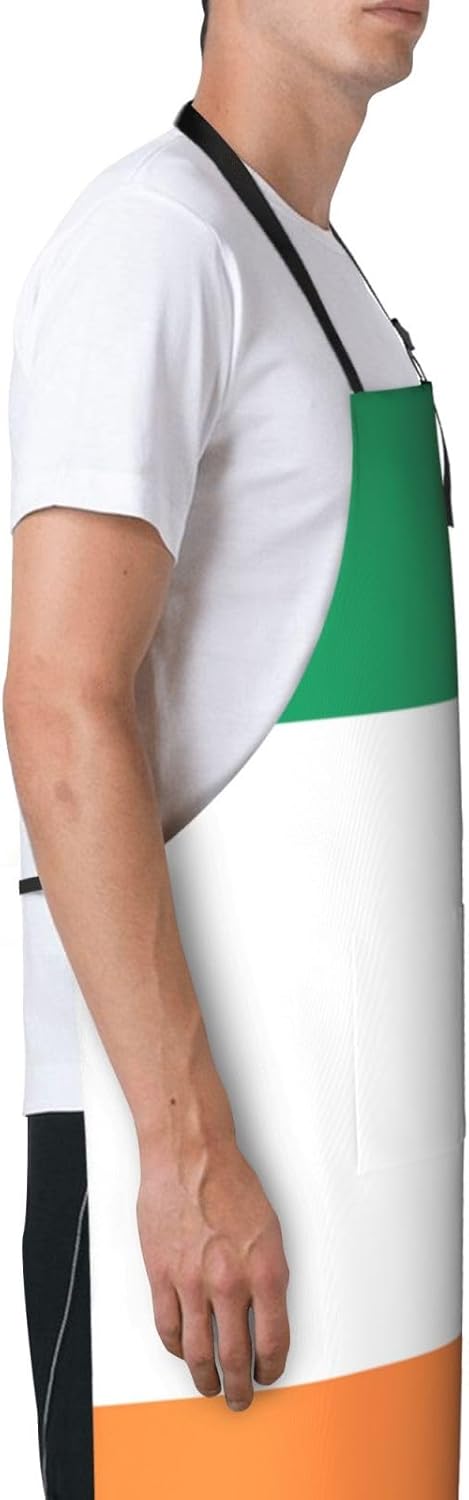 Irish flag print Waterproof chef's apron with pocket apron for kitchen cooking baking barbecue and gardening