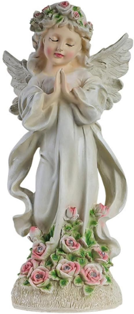 Lovely Flower Fairy Solar Night Light American Country Style Handmade Statue Art Ornament for Summer,Garden and Villa Decoration