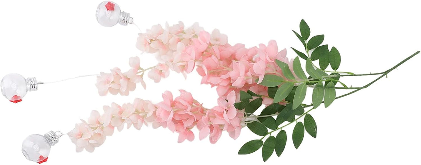 Zerodis Wisteria Flower Bird Feeder Leak Proof Plastic Silk Flowers Hummingbird Feeder Long Branch Flower Bird Feeder Simple Installation for Deck Garden Yard Decoration (Pink)
