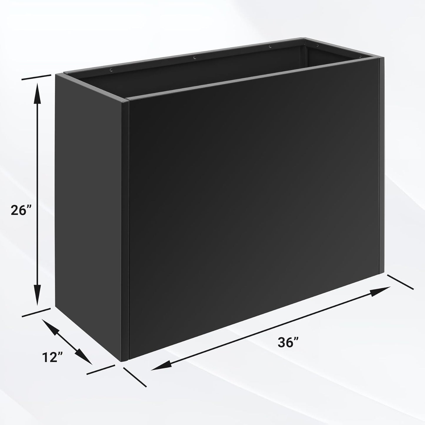 36" Metal Planter Box, Large Rectangular Window Box with Drainage Holes & Rust-Proof Coating, Modern Outdoor/Indoor Flower Box for Balcony, Patio & Herbs, Black