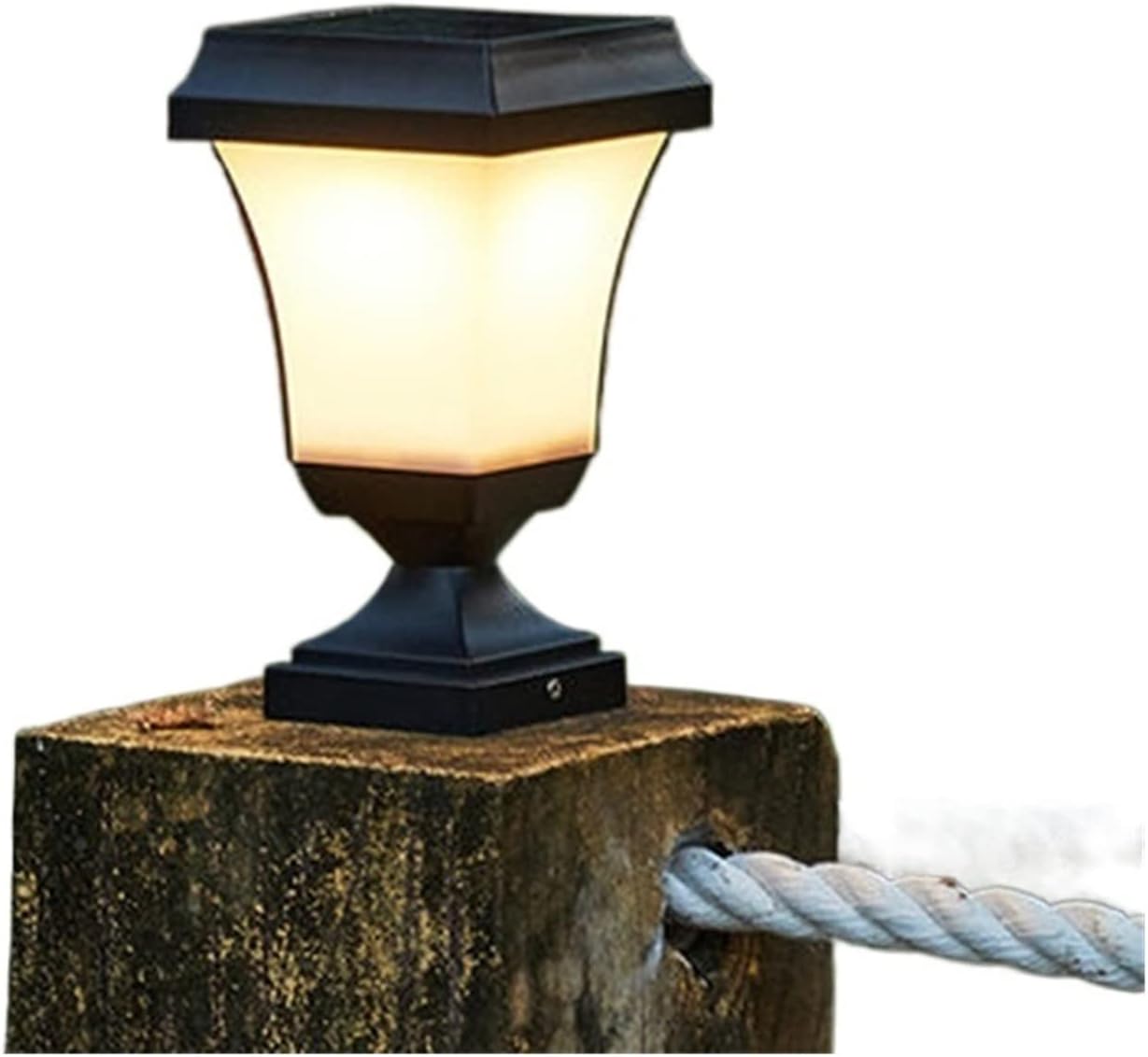 Solar LED Outdoor Fence Pillar Lights Decoration Waterproof Garden Lamps Villa Home Sunlight Gatepost Railing Column Head Lamp(Cold White)