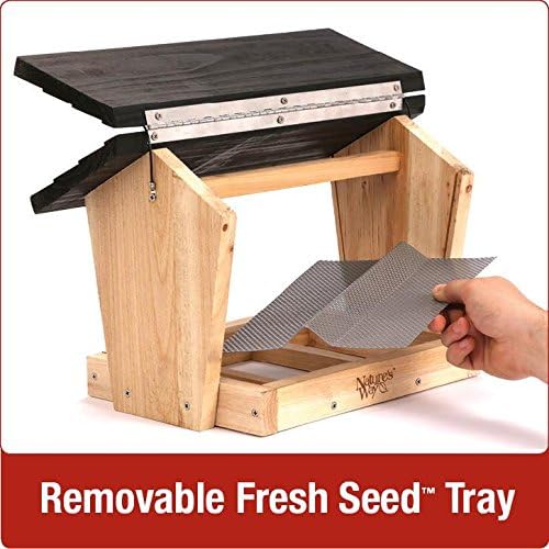 Nature's Way CWF19 Cedar Hopper Bird Feeder with Suet Cage, 6-Quart