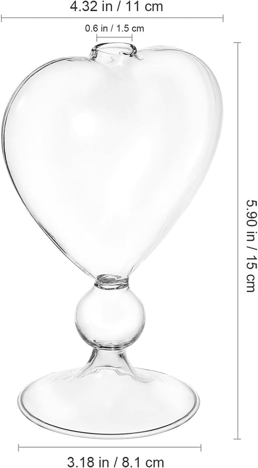 Milisten Heart Shaped Glass Vase Hydroponic Flower Pot Decorative Flower Planter for Home Tabletop Centerpiece Farmhouse Style