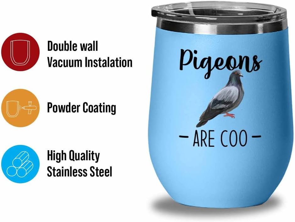 Bird Lover Blue Edition Wine Tumbler 12oz - Pgeons are coo - Hummingbi