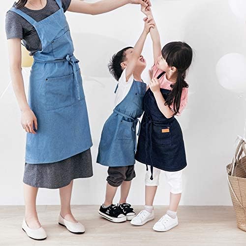 Denim Matching Apron for Kids and Adults, Children Age 4-7 9-12, Cooki