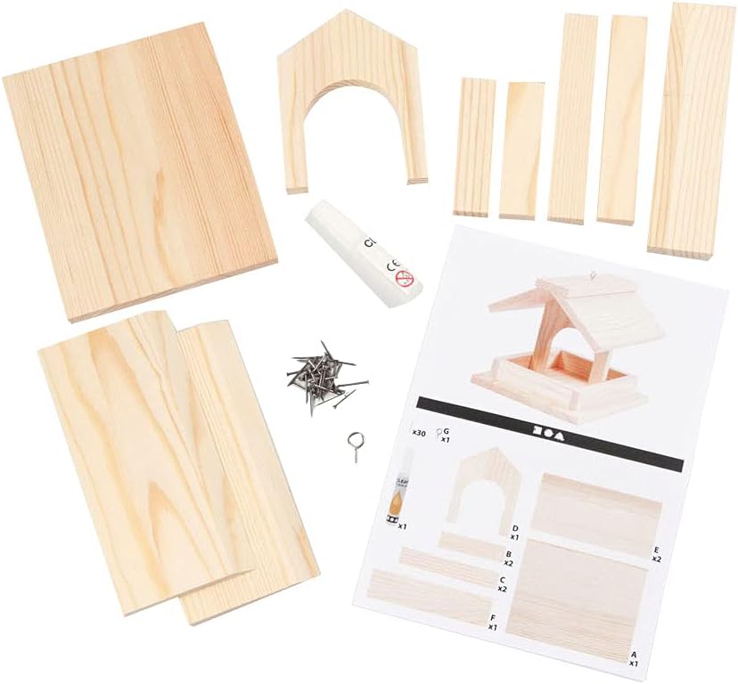 Bird Table, H: 12.5 cm, Depth 14.5 cm, Pine, 1pack, W: 11.5 cm