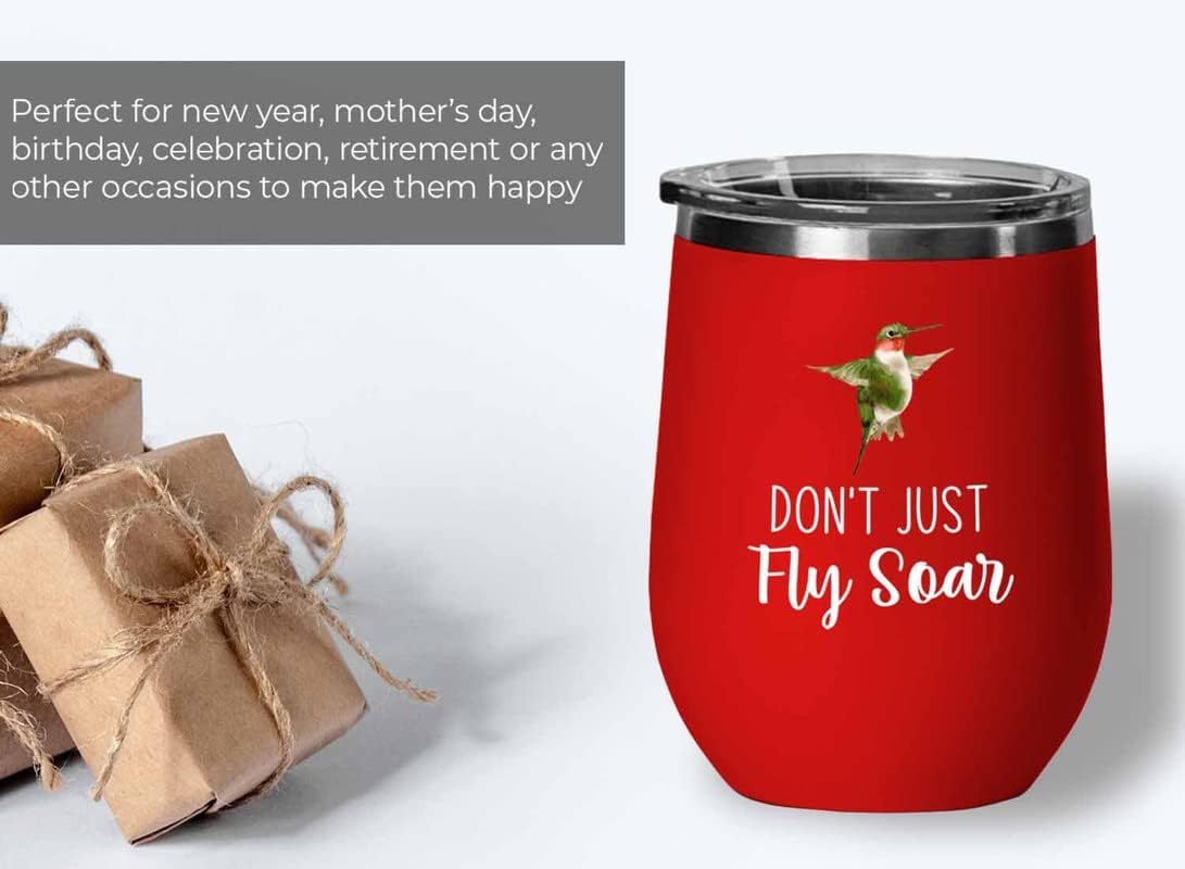 Bird Lover Red Edition Wine Tumbler 12oz - Don't just fly soar - Hummi