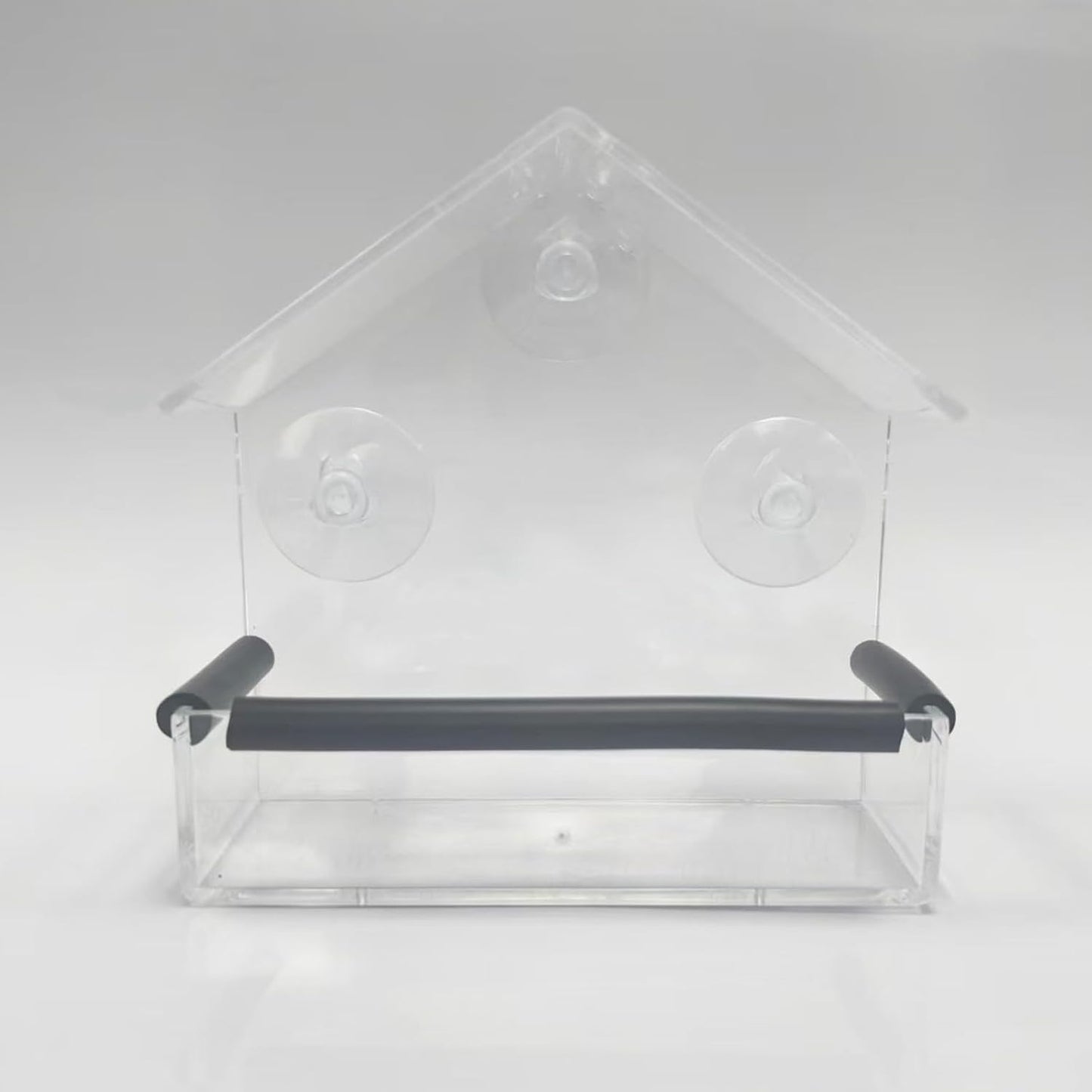 Window Bird Feeder with Strong Suction Cups & Fixed Seed Tray, Transparent Acrylic Birdfeeder for Outdoor (Balcony/Patio), for Wild & Pet Bird Watching Lovers (Small House)