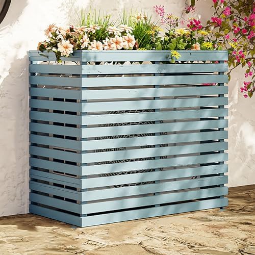 Solid Wood Air Conditioning Flower Stand, Plant Display Rack, Air Conditioner Fence Screen, Wooden Air Conditioner Cover, Decorative Air Conditioner Fence (Col