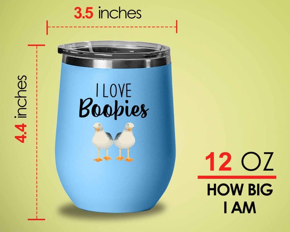 Bird Lover Blue Edition Wine Tumbler 12oz - Love Boobies - Hummingbird