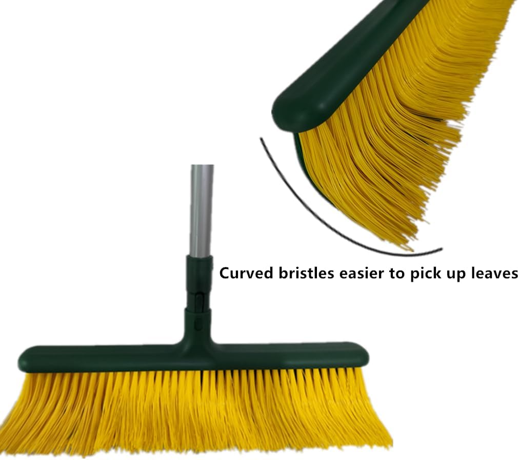 LRB4419 Leaf Turf Broom 16" W x 55" H for Lawns Yard Artificial Grass Rake Heavy Duty for Leaves, Lawns, Carpet Rake & Groomer (Curved Bristle)