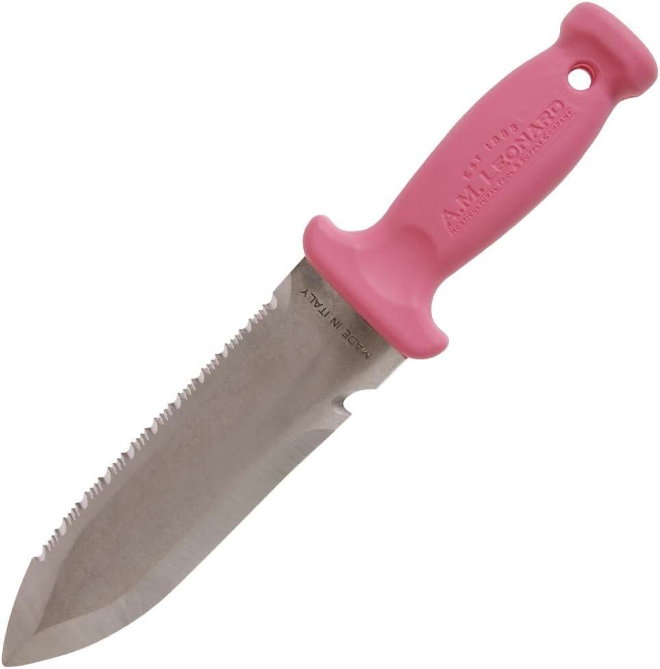 A.M. Leonard Deluxe Soil Knife, Pink – Hori Hori w/ 6-Inch Stainless Steel Blade