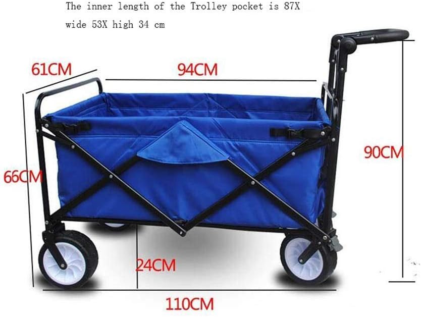 Folding Trolley,Utility Pull Wagon Collapsible Foldable Trolley Cart,Large Capacity and 4 Wheels for Outdoor Camping BBQ Gardening Shopping Beach Sporting Events(B)(A)/B