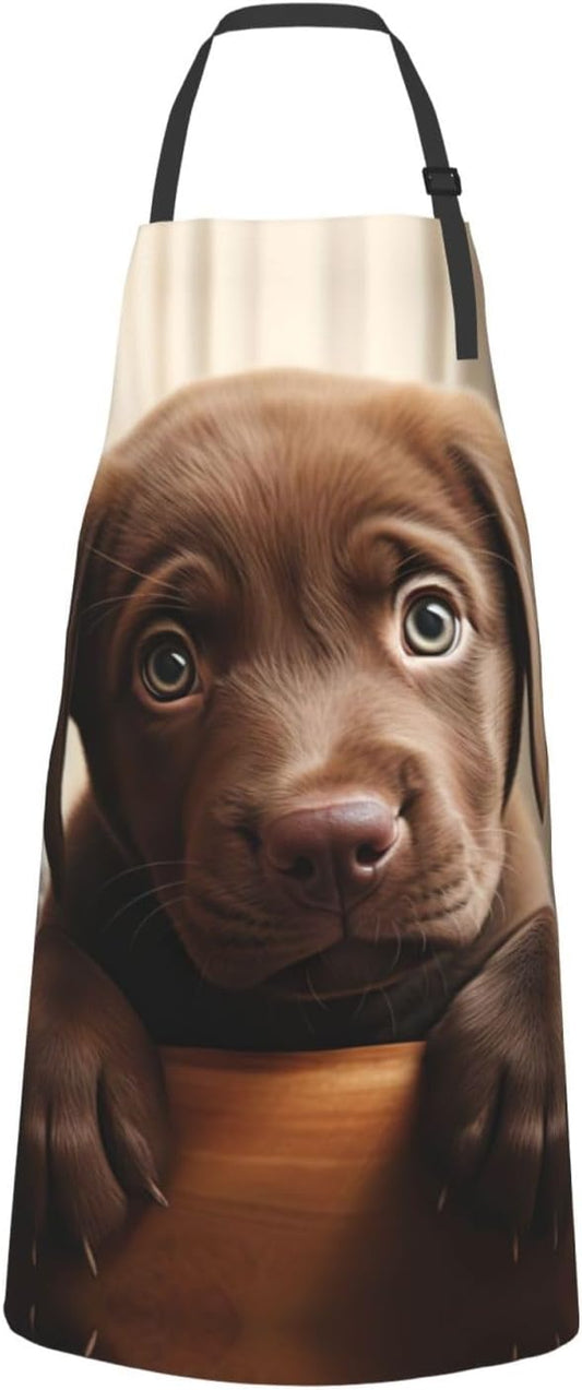 cute Labrador Dog 1 print Waterproof chef's apron with pocket apron for kitchen cooking baking barbecue and gardening