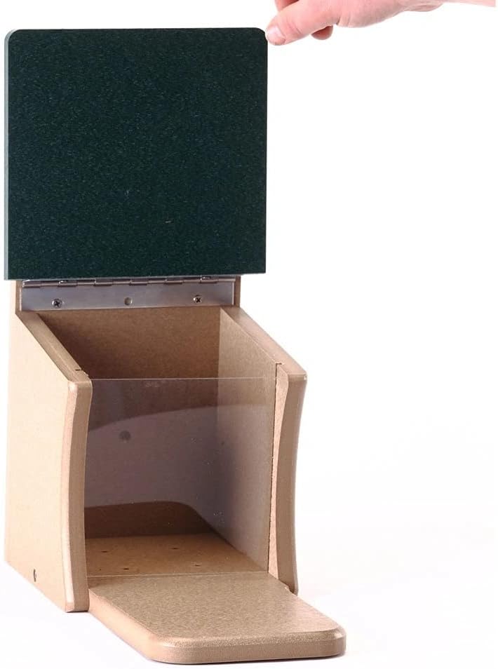 Birds Choice SNSQ Recycled Squirrel Munch Box, Squirrel Feeders, 7-3/16"L X 12-3/8"W X 11-5/8"H, Taupe w/ Green Roof