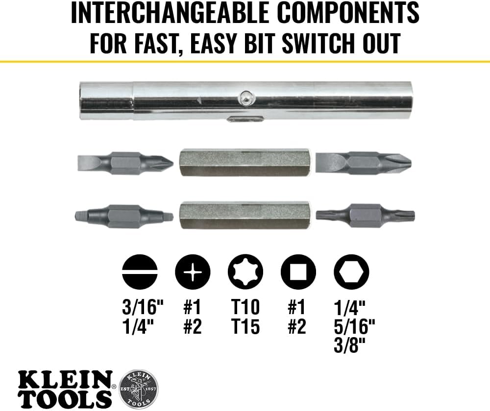 Klein Tools 32500 11-in-1 Screwdriver/Nut Driver Set, 8 Bits (Phillips