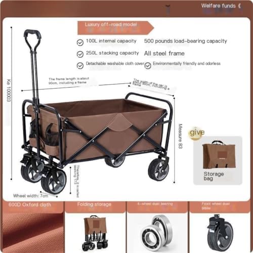 Portable Camping Cart,Outdoor Beach Camping Trolley Cart with Foldable