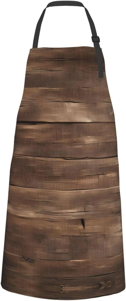 Rustic Old Barn Wood print Waterproof apron with pocket adjustable cooking apron for adult kitchen bibs to bake