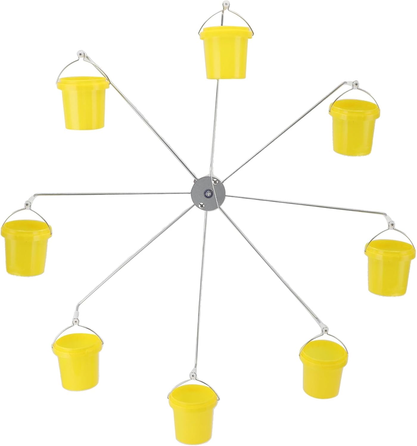 Pilipane Ferris Wheel Bird Feeder Dynamic Outdoor Hanging Hummingbird Feeder with 8 Buckets for Garden Decor Plastic Iron Material