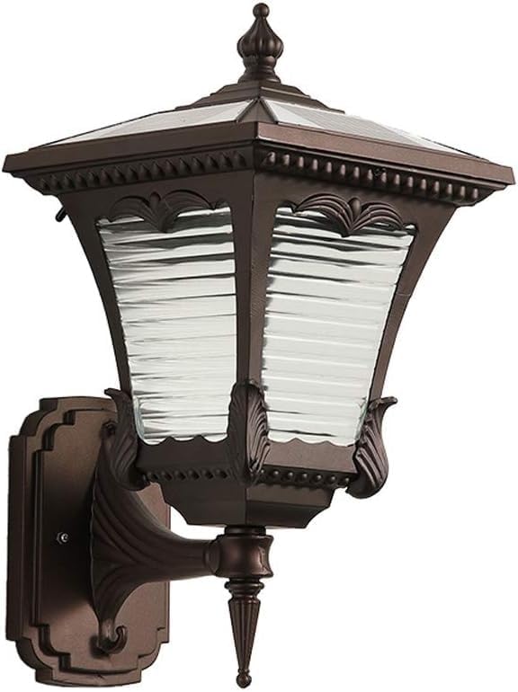 Kitchen Faucet Mount Lamp, Brown Solar Outdoor Waterproof Glass Lamps European Retro Industrial Aluminum Lights Door Villa Street Garden Community Lighting Wall Chandeli