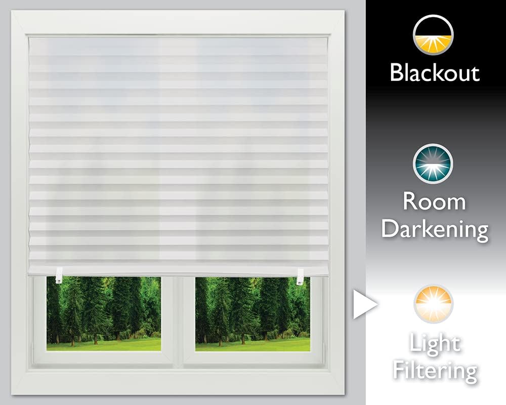 Redi Shade No Tools Original Light Filtering Pleated Paper Shade White, 36" W x 72" L, 6 Pack