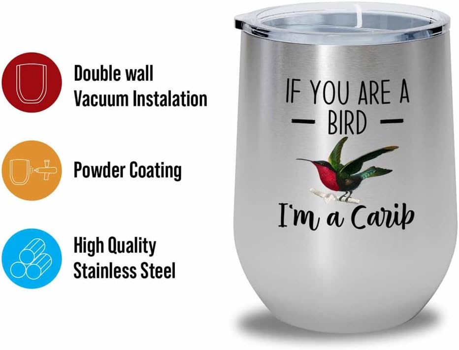 Bird Lover Silver Edition Wine Tumbler 12oz - Bird and Carib - Humming