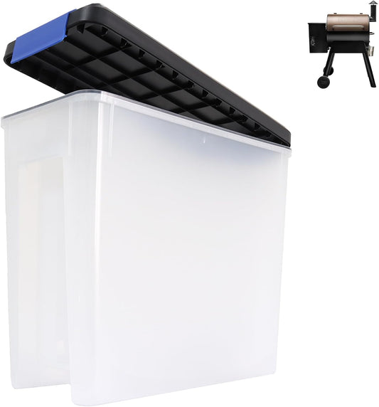 DcYourHome BAC637 Pellet Storage Bin for Traeger Grills, 22lb Capacity Keep Dry Containers with Locking Lid for Dog Food,Charcoal,Birdseed, Stackable Design Buket for Traeger Smoker Accessories